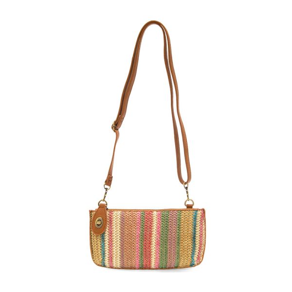 Solid Straw Mini Wristlet Crossbody